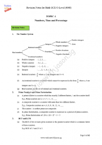 Math Revision Notes GCE O-Level (4048) and GCE N-Level (4045) syllabus