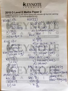 Singapore GCE O-Level Math Paper 2 - 2018 - answers