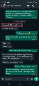 jane testimonial - math N level results. math tuition at woodlands and boon lay.