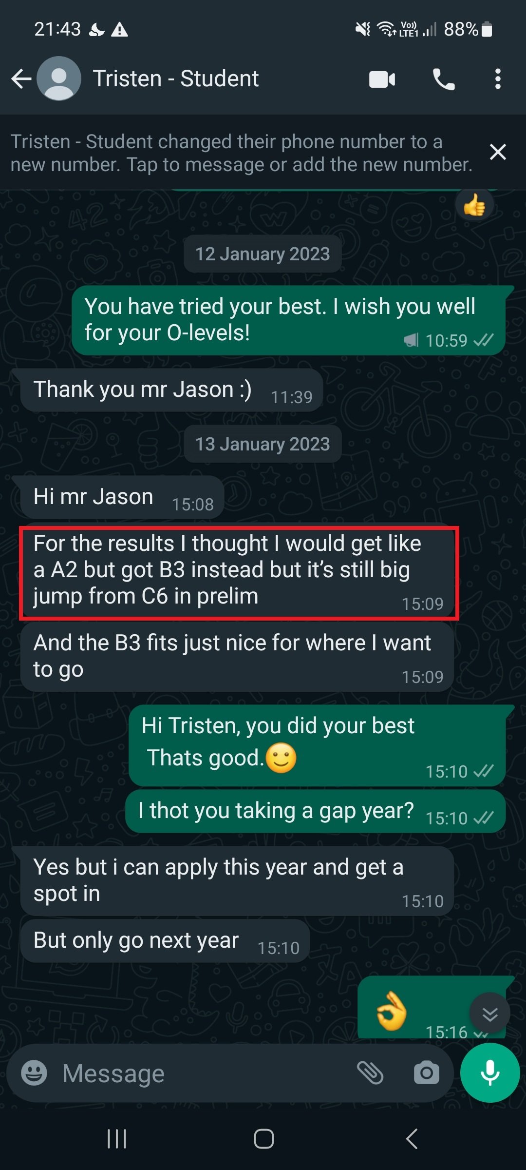 tristen testimonial - additional math O-level results. math tuition at woodlands and boon lay.