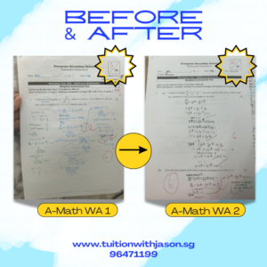 Additional Math results before and after tuition.